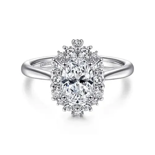 GABRIEL CO Rings Jada 14K White Gold Oval Halo Diamond Engagement Ring Setting Only