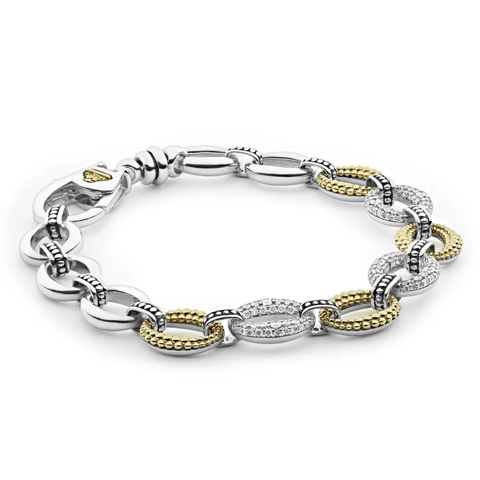 LAGOS Bracelets Caviar Lux Three Station Diamond Link Bracelet