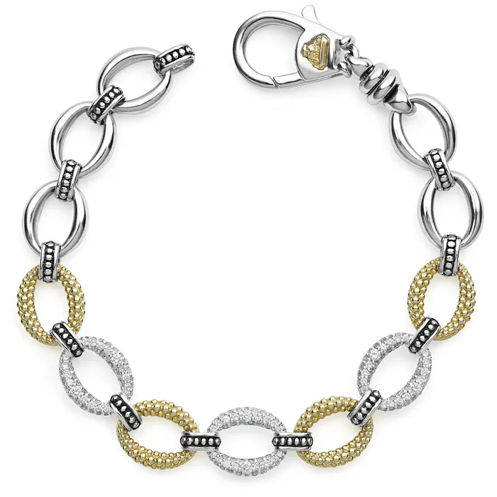 LAGOS Bracelets Caviar Lux Three Station Diamond Link Bracelet