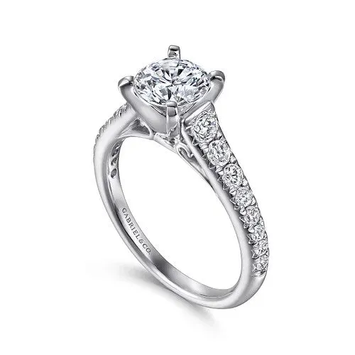 Rings GABRIEL CO 14K White Gold Round Diamond Engagement Ring