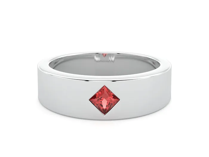 Sapheena Jewelry Rings Darius Mens Ruby Princess Cut Kite Setting Wedding Ring