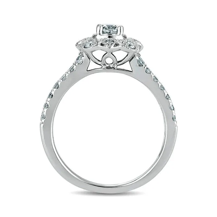 10 CT TW Natural Diamond Flower Antique VintageStyle Engagement Ring in Solid 14K White Gold Goldia Rings 10 CT TW Natural Diamond Flower Antique VintageStyle Engagement Ring in Solid 14K White Gold Goldia Rings