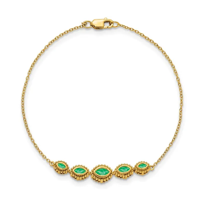 14k Yellow Gold Marquise Emerald Bracelet goldiaca Bracelets