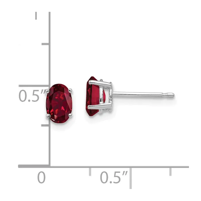 Earrings 14k White Gold 6x4mm Oval Created Ruby Earrings Goldia