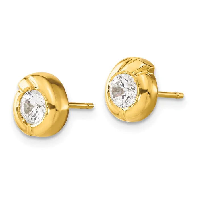 Earrings 14k Yellow Gold Polished Fancy CZ Post Earrings Goldia
