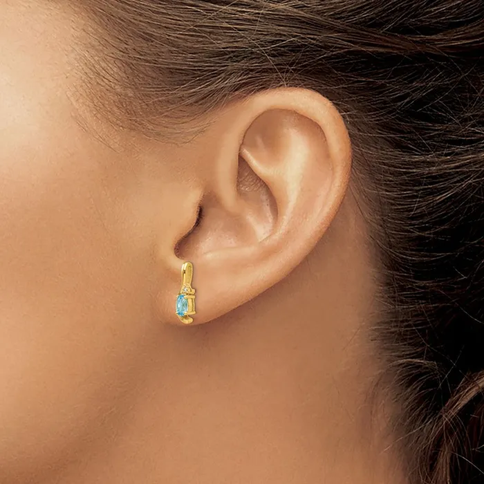 Earrings goldiaca 14K Diamond and Blue Topaz Earrings