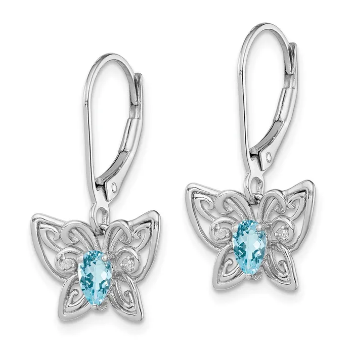 Earrings Goldia Sterling Silver Rhodiumplated Light Blue Topaz Diamond Earrings