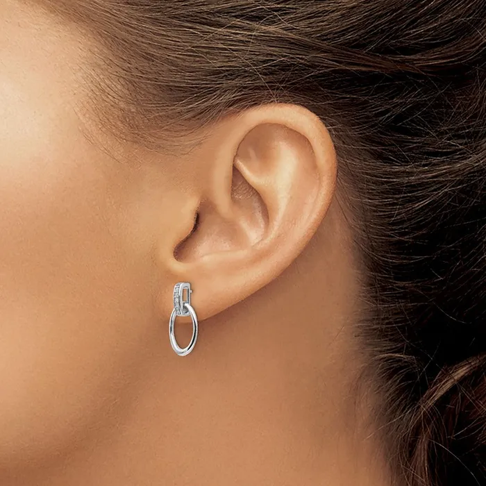 Earrings Goldia White Ice Sterling Silver Rhodiumplated Open Oval Diamond Post Dangle Earrings