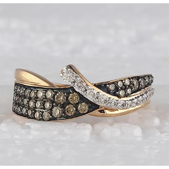 gndatlanta Rings 14k Rose Gold Round Brown Diamond Band Ring 12 Cttw