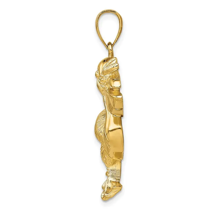 Goldia Charm Necklaces 14k Yellow Gold Pelican with Fish In Mouth Charm