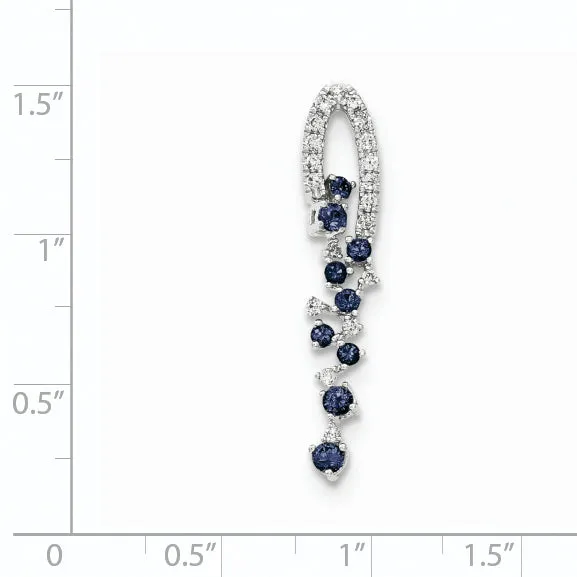 Goldiacom Necklaces 14k White Gold Diamond and Sapphire Pendant