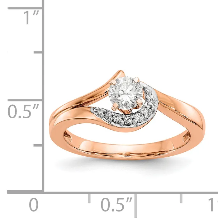 Goldiacom Rings 14k Rose Gold Peg Set Simulated Diamond By Pass Engagement Ring