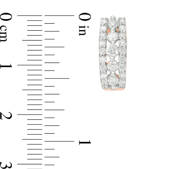Goldia Earrings 1 CT TW Diamond MultiRow Drop Earrings in 10K Rose Gold