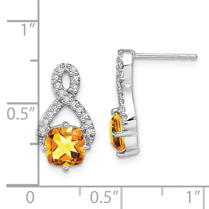 Goldia Earrings 14k White Gold Citrine and Real Diamond Earrings