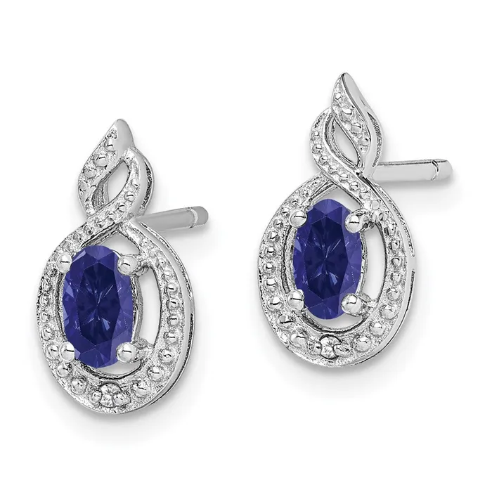 Goldia Earrings Sterling Silver Rhodiumplated Created Sapphire u0026 Diamond Earrings
