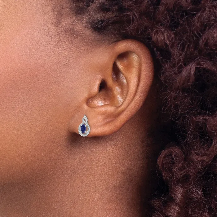 Goldia Earrings Sterling Silver Rhodiumplated Created Sapphire u0026 Diamond Earrings
