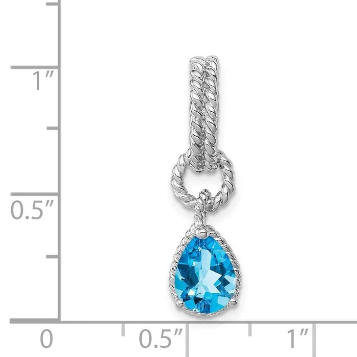 Goldia Necklaces Sterling Silver Rhodium Blue Topaz Pear Twisted Pendant