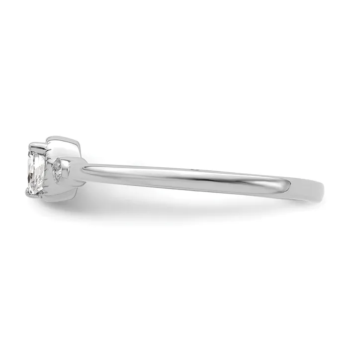 Goldia Rings 010ct CZ Solid Real 14k White Polish Petite Rope Edge Pear Complete Dia Ring