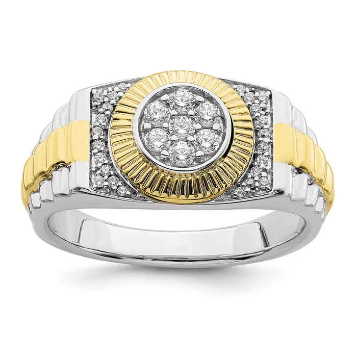 Goldia Rings 10k TwoTone 13 Ct Lab Grown Diamond VSSI G Mens Ring