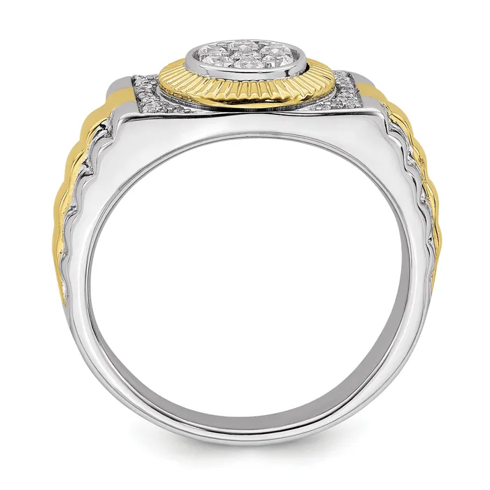 Goldia Rings 10k TwoTone 13 Ct Lab Grown Diamond VSSI G Mens Ring