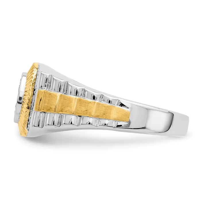 Goldia Rings 10k TwoTone 13 Ct Lab Grown Diamond VSSI G Mens Ring