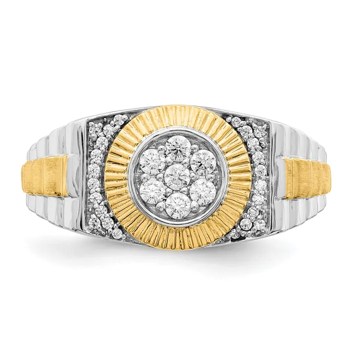 Goldia Rings 10k TwoTone 13 Ct Lab Grown Diamond VSSI G Mens Ring