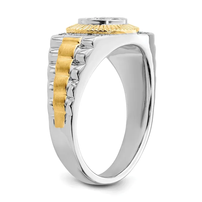 Goldia Rings 10k TwoTone 13 Ct Lab Grown Diamond VSSI G Mens Ring
