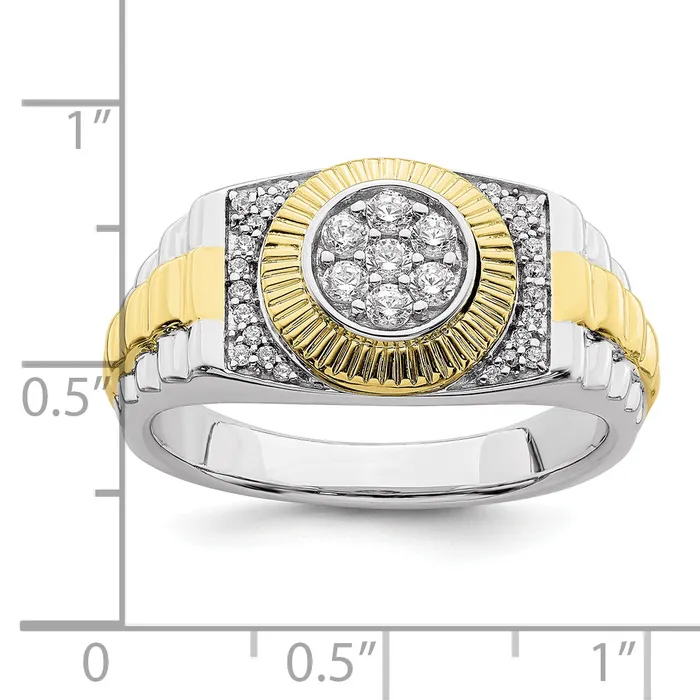 Goldia Rings 10k TwoTone 13 Ct Lab Grown Diamond VSSI G Mens Ring