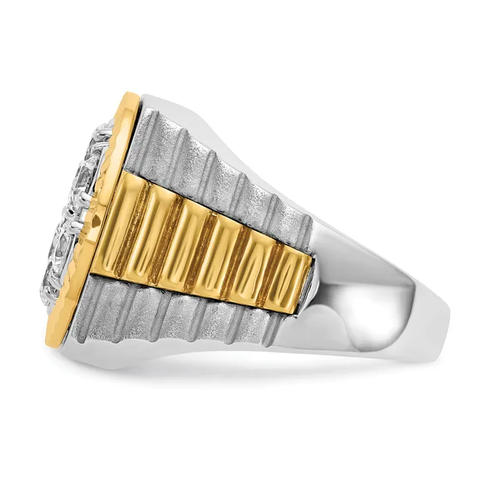 Goldia Rings 14k TwoTone 2 Ct Lab Grown Diamond VSSI G Ribbed Mens Cluster Ring