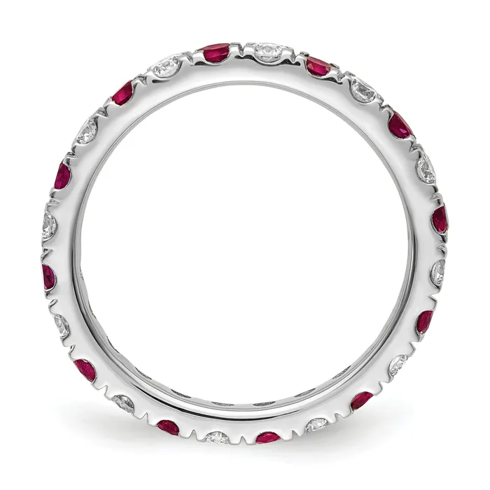 Goldia Rings 14k White Gold 34 Ct Lab Grown Diamond VSSI G and Lab Created Ruby Eternity Band Ring