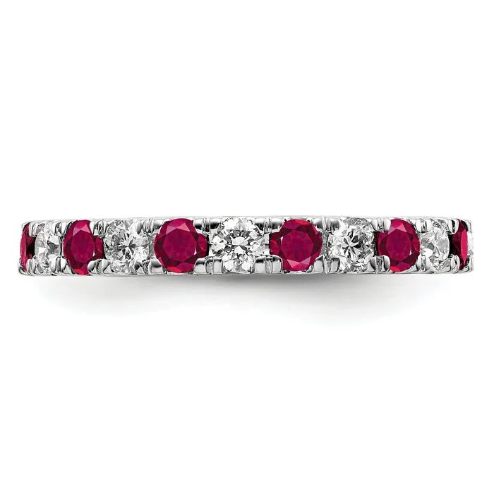 Goldia Rings 14k White Gold 34 Ct Lab Grown Diamond VSSI G and Lab Created Ruby Eternity Band Ring
