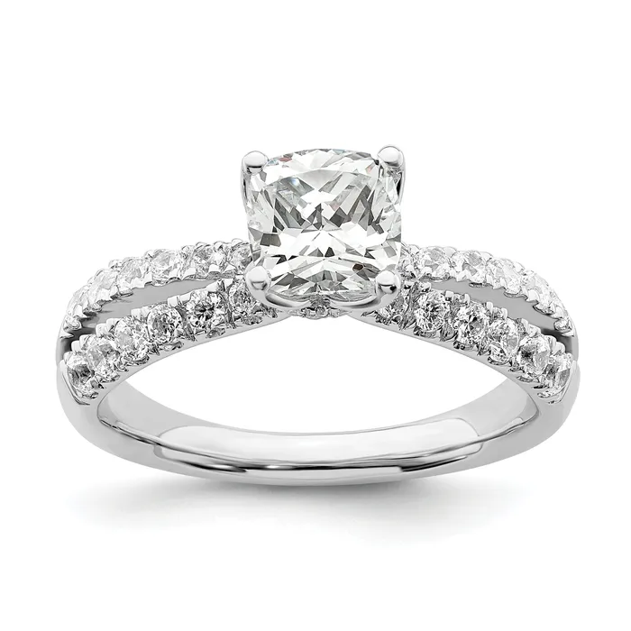 Goldia Rings 14k White Gold 58 Ct Lab Grown Diamond VSSI G 1 Ct Center Cushion Engagement Ring