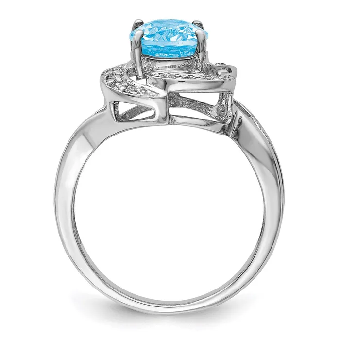Goldia Rings Sterling Silver Rhodium Sky Blue Topaz u0026 Diamond Ring