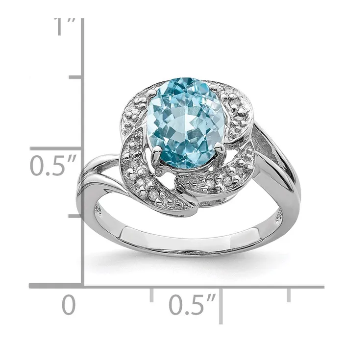 Goldia Rings Sterling Silver Rhodium Sky Blue Topaz u0026 Diamond Ring