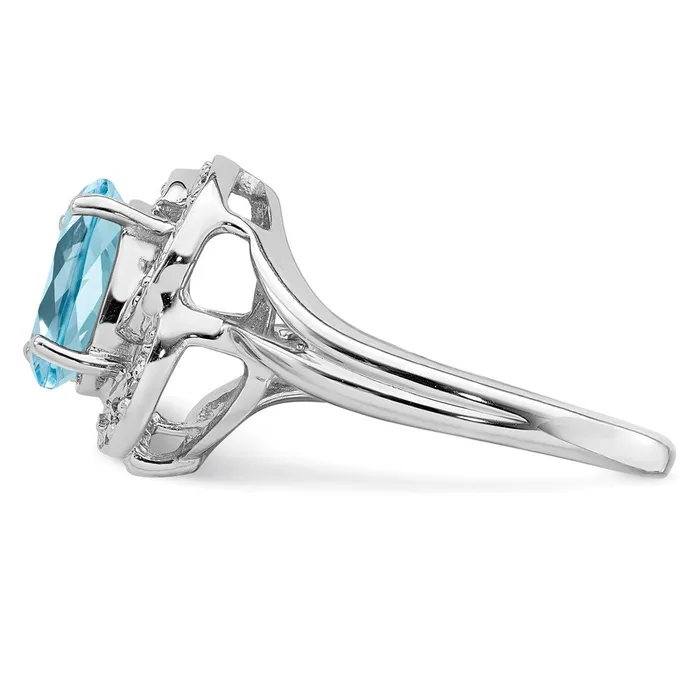 Goldia Rings Sterling Silver Rhodium Sky Blue Topaz u0026 Diamond Ring