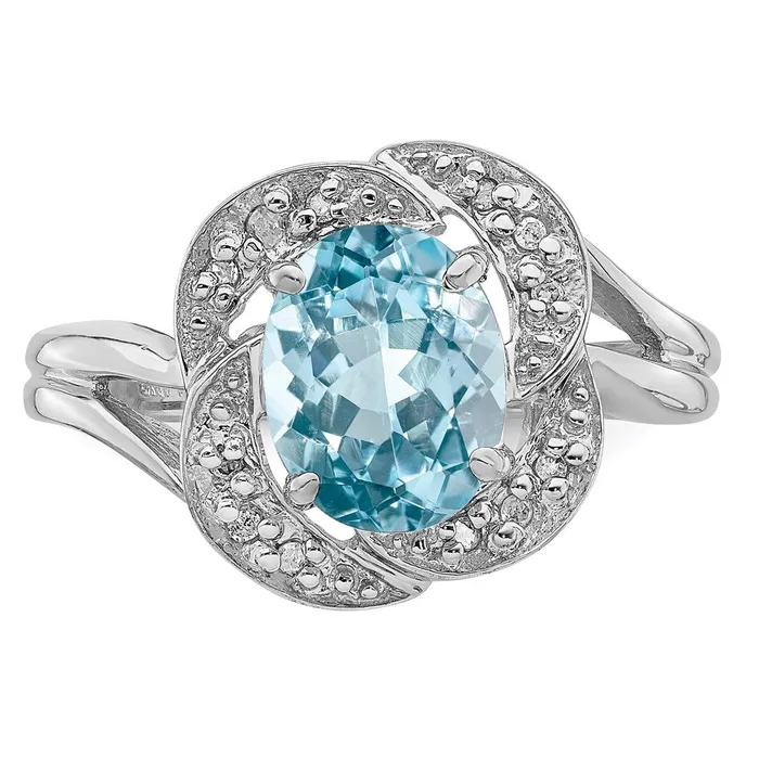 Goldia Rings Sterling Silver Rhodium Sky Blue Topaz u0026 Diamond Ring