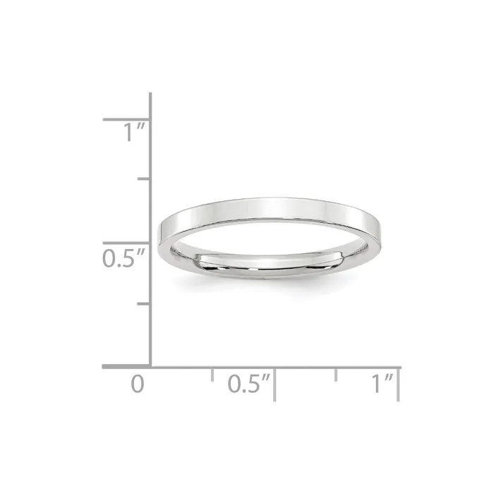Goldia Solid 10K White Gold 25mm Standard Flat Comfort Fit MensWomens Wedding Band Ring Size 65 Rings