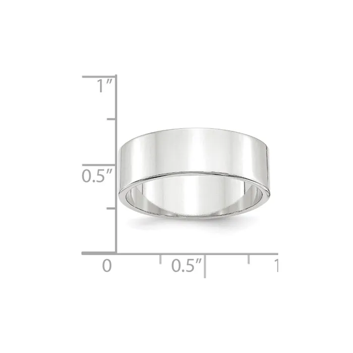 Goldia Solid 10K White Gold 7mm Light Weight Flat MensWomens Wedding Band Ring Size 14 Rings