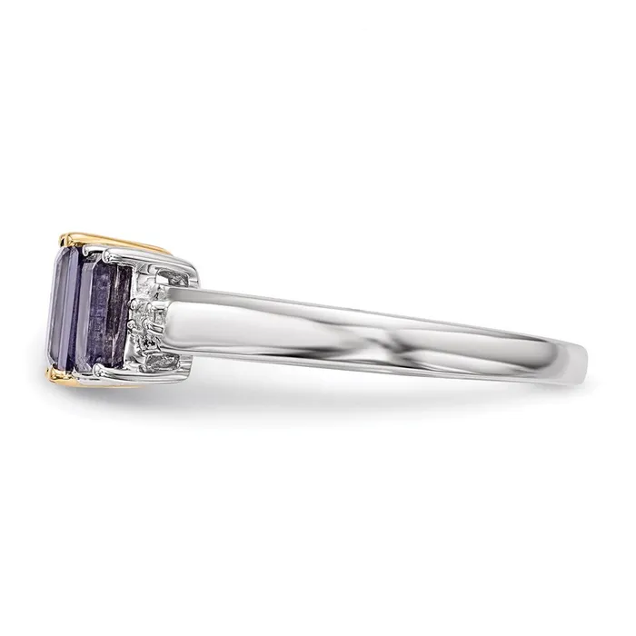 Goldia Sterling Silver u0026 14K Iolite Diamond Ring Rings