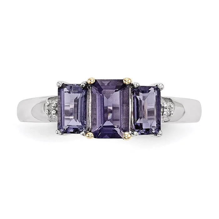 Goldia Sterling Silver u0026 14K Iolite Diamond Ring Rings