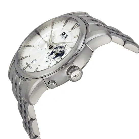 JMS always Earrings Original Oris Artelier GMT Automatic Silver White Dial Stainless Steel Mens Watch 69076904081MB
