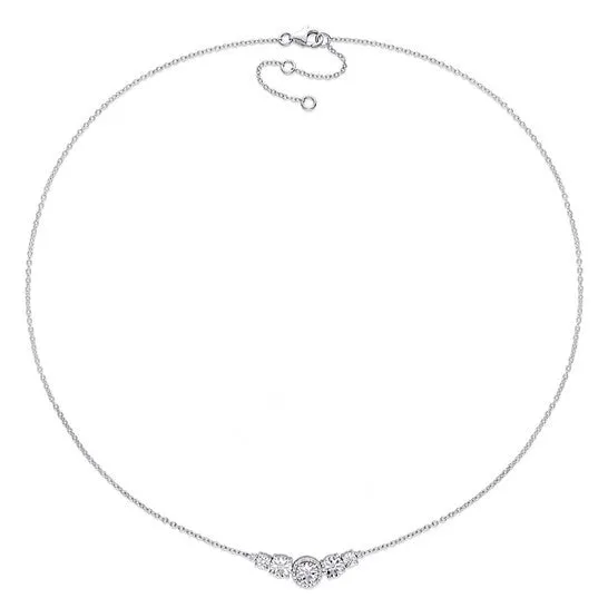 JMS always Necklaces Original AMOUR 16 CT TW Diamond 5sTone Flower Necklace In Sterling Silver