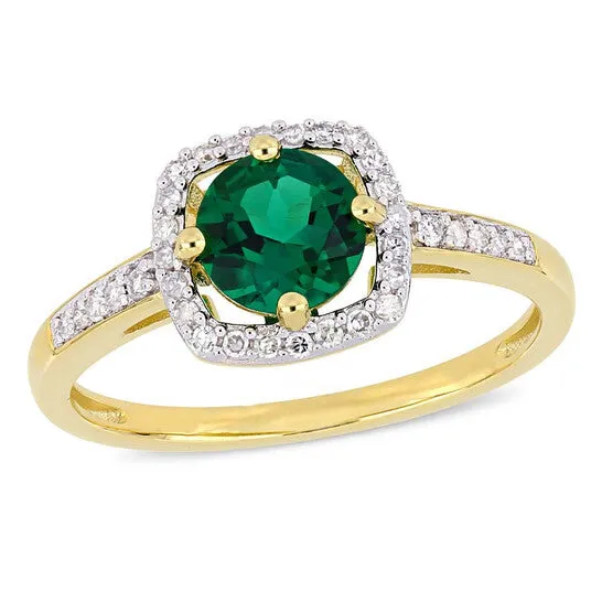JMS always Rings Original Amour 45 CT TGW Created Emerald and 17 CT TW Diamond Halo Ring in 10k Yellow Gold JMS005033 JMS always Rings Original Amour 45 CT TGW Created Emerald and 17 CT TW Diamond Halo Ring in 10k Yellow Gold JMS005033