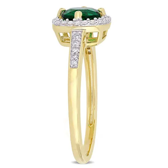 JMS always Rings Original Amour 45 CT TGW Created Emerald and 17 CT TW Diamond Halo Ring in 10k Yellow Gold JMS005033 JMS always Rings Original Amour 45 CT TGW Created Emerald and 17 CT TW Diamond Halo Ring in 10k Yellow Gold JMS005033
