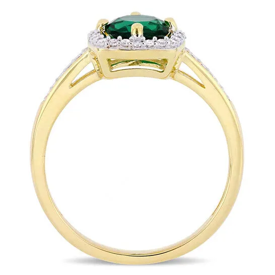 JMS always Rings Original Amour 45 CT TGW Created Emerald and 17 CT TW Diamond Halo Ring in 10k Yellow Gold JMS005033 JMS always Rings Original Amour 45 CT TGW Created Emerald and 17 CT TW Diamond Halo Ring in 10k Yellow Gold JMS005033
