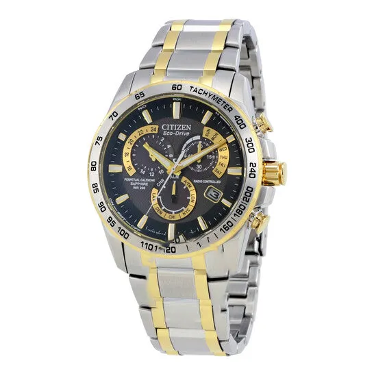 JMS always Rings Original Citizen Perpetual Chrono AT EcoDrive Black Dial Twotone Mens Watch AT400452E JMS always Rings Original Citizen Perpetual Chrono AT EcoDrive Black Dial Twotone Mens Watch AT400452E