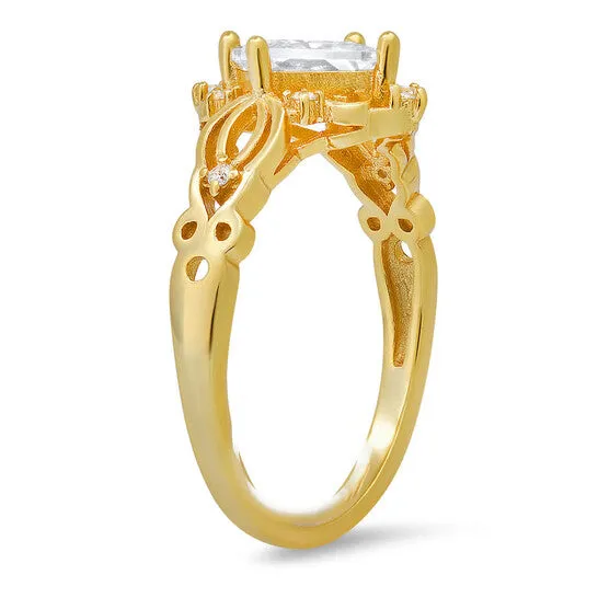 JMS always Rings Original Kylie Harper Gold Over Silver Princesscut Cubic Zirconia CZ Filigree Ring JMS always Rings Original Kylie Harper Gold Over Silver Princesscut Cubic Zirconia CZ Filigree Ring