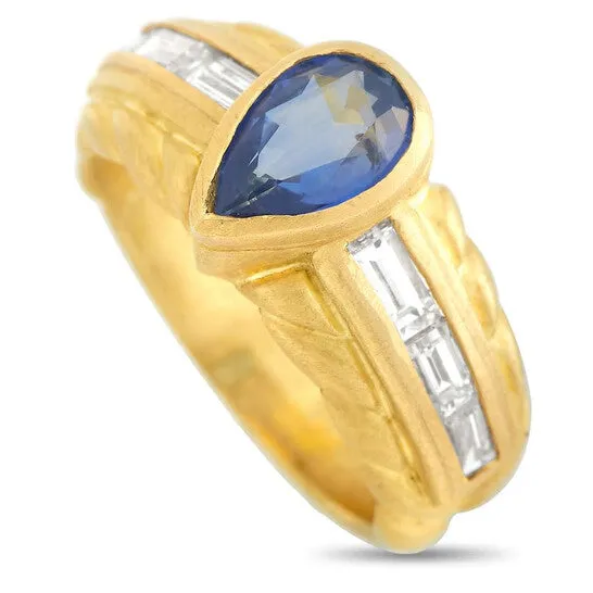 JMS always Rings Original PreOwned Judith Ripka 18K Yellow Gold Diamond and Sapphire Ring JMS always Rings Original PreOwned Judith Ripka 18K Yellow Gold Diamond and Sapphire Ring