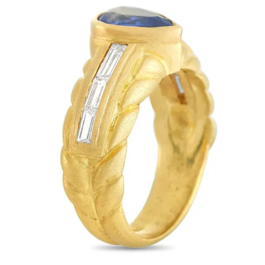 JMS always Rings Original PreOwned Judith Ripka 18K Yellow Gold Diamond and Sapphire Ring JMS always Rings Original PreOwned Judith Ripka 18K Yellow Gold Diamond and Sapphire Ring