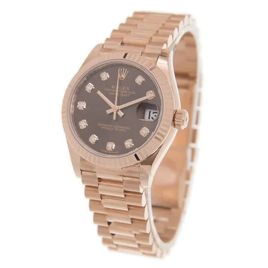 JMS always Watches Original Rolex Datejust 31 Chocolate Diamond Dial Ladies 18kt Everose Gold President Watch 278275CHDP JMS always Watches Original Rolex Datejust 31 Chocolate Diamond Dial Ladies 18kt Everose Gold President Watch 278275CHDP